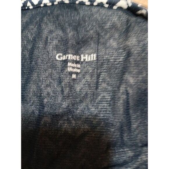 Garnet Hill Faux Wrap Career Midi Dress size Medium Navy and white - Picture 3 of 3